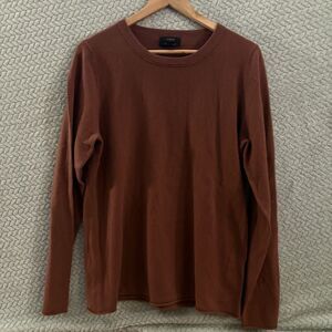 J.Crew Italian Cashmere Crewneck Sweater Mens XL Reddish Brown Rust Soft Knit